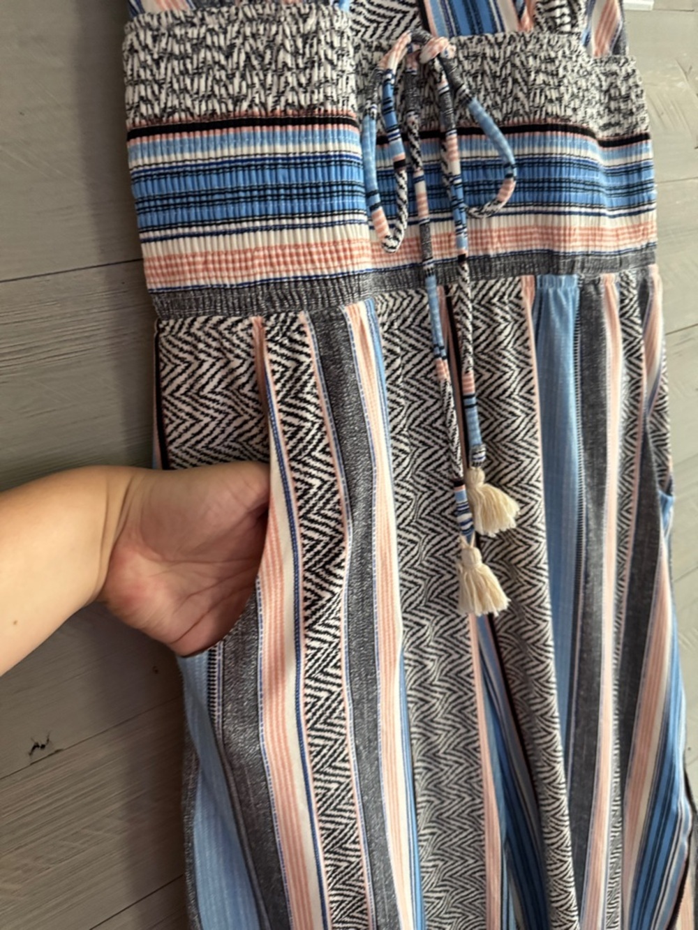 VENUS Multicolor Striped Halter Jumpsuit in Blue & Pink - Picture 6 of 13